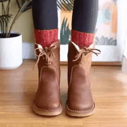 🔥 Letzter Tag – 50 % Rabatt – Wasserdichte orthopädische Leder-Schneestiefel mit Wollfutter