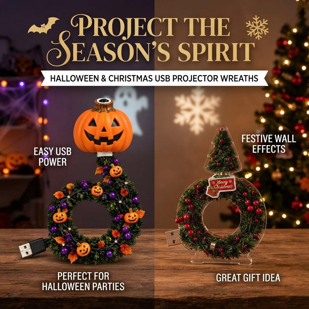 USB-Projektionskranz – Halloween- und Weihnachtsbeleuchtung zur Dekoration