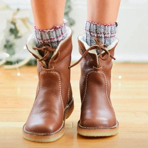 🔥 Letzter Tag – 50 % Rabatt – Wasserdichte orthopädische Leder-Schneestiefel mit Wollfutter