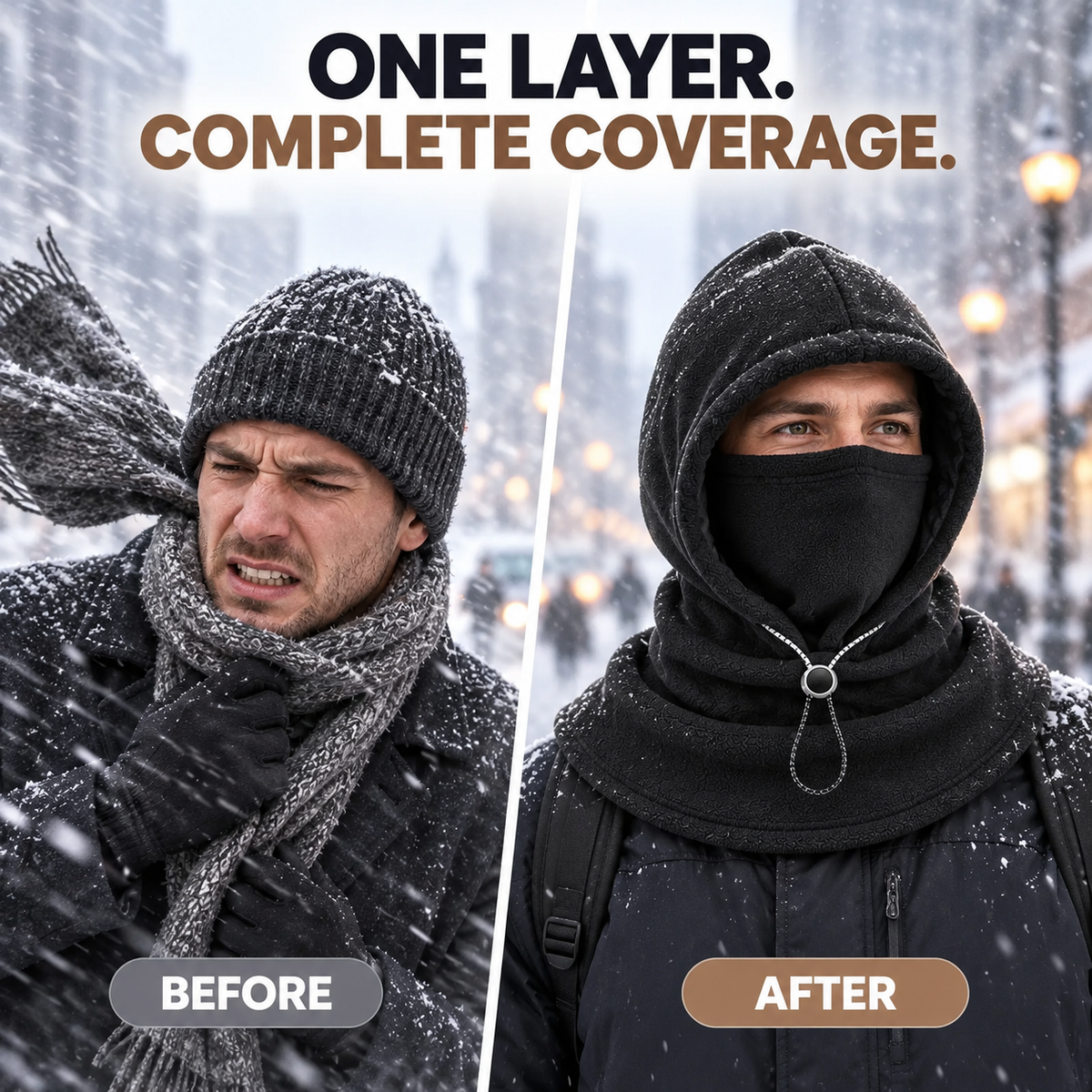 3-in-1 Winter-Fleece-Sturmhaube 🧣❄️ Warmer Schutz für Gesicht, Ohren & Hals（副本）