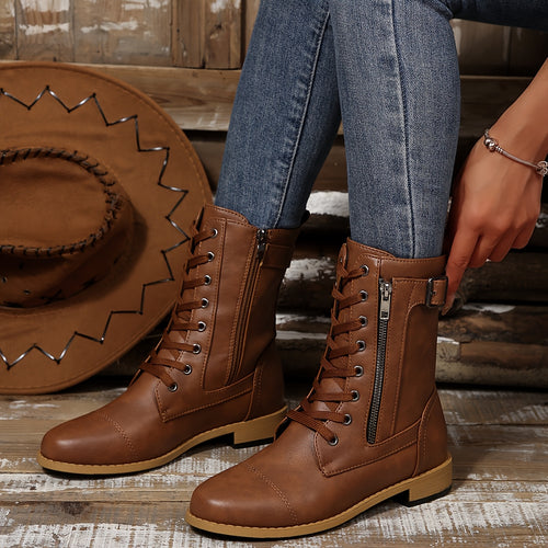 🔥 Letzter Tag – 50 % Rabatt – Damen-Lederstiefel mit Reißverschluss – weite Passform, gepolsterte Sohle und schmerzlindernder Reitstiefel-Stil