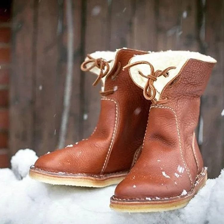 🔥 Letzter Tag – 50 % Rabatt – Wasserdichte orthopädische Leder-Schneestiefel mit Wollfutter