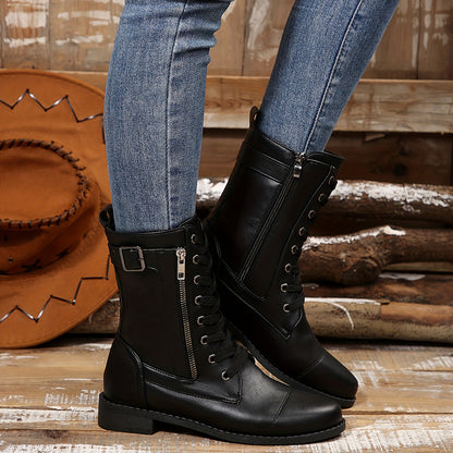 🔥 Letzter Tag – 50 % Rabatt – Damen-Lederstiefel mit Reißverschluss – weite Passform, gepolsterte Sohle und schmerzlindernder Reitstiefel-Stil