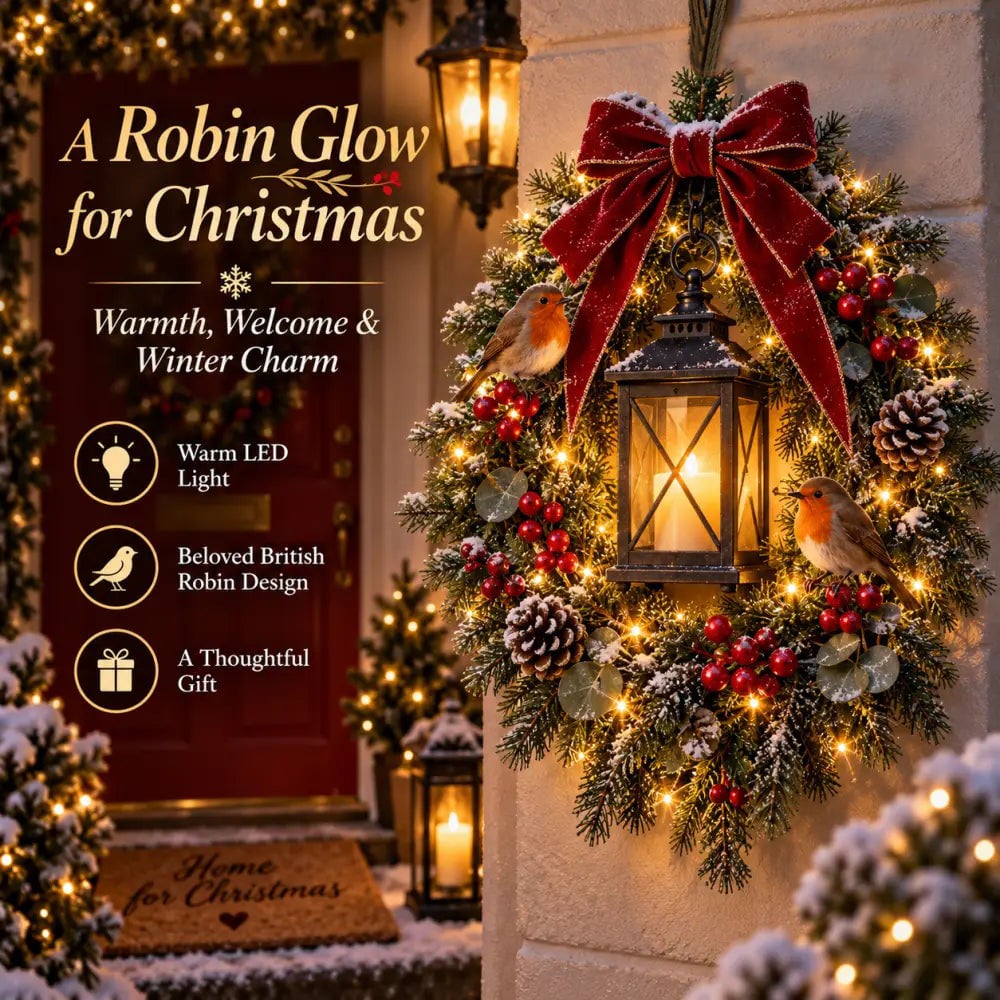 ✨ Nur heute: 49 % Rabatt ✨🐦 A Robin Glow – Beleuchteter Weihnachtskranz mit Rotkehlchen