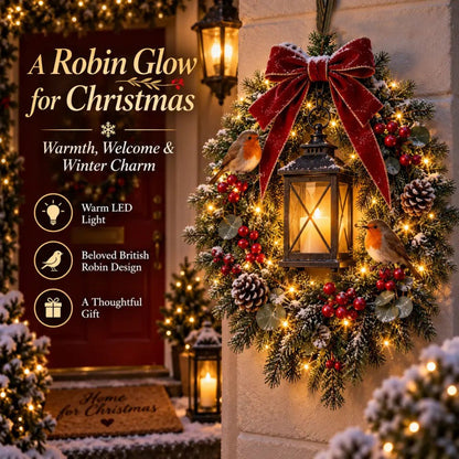 ✨ Nur heute: 49 % Rabatt ✨🐦 A Robin Glow – Beleuchteter Weihnachtskranz mit Rotkehlchen