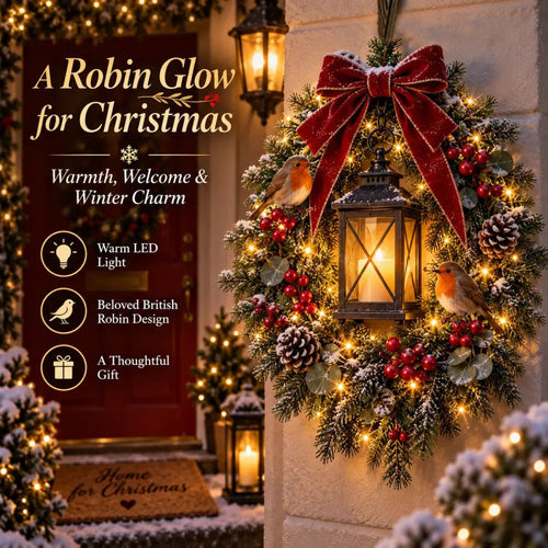 ✨ Nur heute: 49 % Rabatt ✨🐦 A Robin Glow – Beleuchteter Weihnachtskranz mit Rotkehlchen