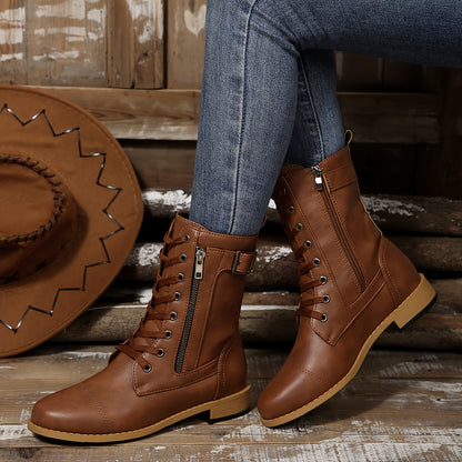 🔥 Letzter Tag – 50 % Rabatt – Damen-Lederstiefel mit Reißverschluss – weite Passform, gepolsterte Sohle und schmerzlindernder Reitstiefel-Stil