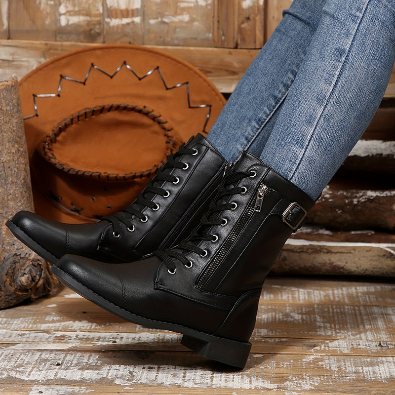 🔥 Letzter Tag – 50 % Rabatt – Damen-Lederstiefel mit Reißverschluss – weite Passform, gepolsterte Sohle und schmerzlindernder Reitstiefel-Stil